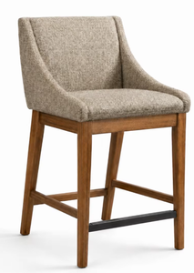 Taburete de bar moderno tapizado con patas de madera y respaldo sólido para uso en bares domésticos - Product Image 4