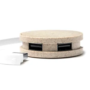 Personalized Assino <b>USB</b> <b>Hub</b> with Wheat Fiber Promotional <b>USB</b> Gadgets - Product Image 2