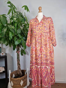 Vestido Midi Paisley Floral, Estampado Indio, Algodón Transpirable, Elegante para Uso Diario Informal, Largo Maxi con Bordado - Product Image 6