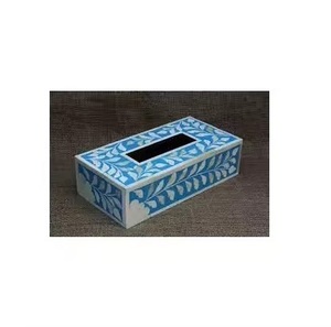 Caja de pañuelos con incrustaciones de hueso decorativo para el hogar - Product Image 5