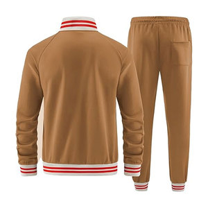 Ensemble de survêtement en molleton pour homme, deux pièces, tenue de sport décontractée pour le jogging, la marche, la salle de sport et le quotidien, couleur café - Product Image 2