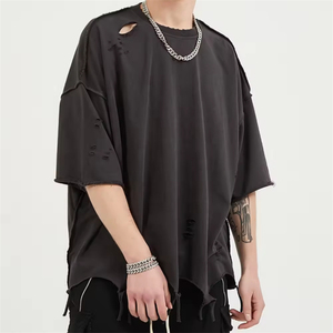 เสื้อยืดผ้าฝ้าย100% แบบกำหนดเองสำหรับผู้ชายเสื้อยืดแฟชั่นแนวสตรีทเสื้อยืดลำลองและทรงหลวมออกแบบได้ตามต้องการ - Product Image 4