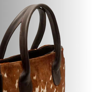 Nuevo Bolso de Mano de Cuero Personalizado para Mujer, Elegante, de Piel de Vaca con Pelo Natural, Bolso de Viaje para Portátil, 100% Genuino - Product Image 6