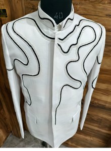 เสื้อโค้ท Jodhpuri bandhgala ผู้ชายปักด้วยมือสีดำหรูหรา - Product Image 4