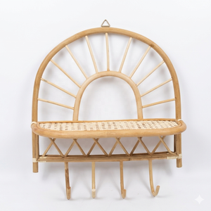 Nuevas y actualizadas estanterías colgantes de pared de ratán natural tejidas a mano, estilo bohemio, con patrón de arcoíris, para muebles infantiles y decoración del hogar. - Product Image 5