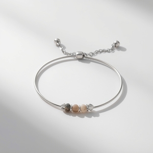 Modern Minimal Yellow <b>Gold</b> Luxury Chain & Link <b>Bangle</b> Bracelet with GIA Certified Clean Line Adjustable Design Jewelry for Women - Product Image 6