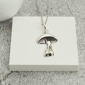 Collier Champignon Argent Pendentif Champignon Personnalisé Cadeau Pour Amoureux Champignon Cadeau Fête des Mères Végétarien - Product Image 2