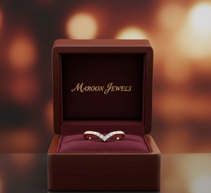 แหวนแต่งงานเพชรรูปตัววีสีโรสโกลด์สุดหรูสำหรับผู้หญิง - Product Image 6