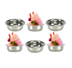 Cuenco de helado de acero inoxidable Artesanías exigentes personalizadas Cuenco y cuchara con diseño de flores superiores - Product Image 2