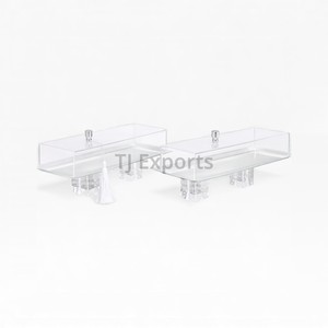 Plateau long moderne en acrylique transparent avec poignées latérales pour un présentoir élégant de chocolat - Product Image 6