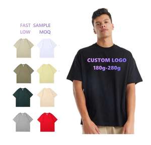 T-shirts unisexes personnalisés en coton tissé 220 GSM 100 % coton, coupe oversize à épaules tombantes, avec logo imprimé, haute qualité, vente en gros - Product Image 2