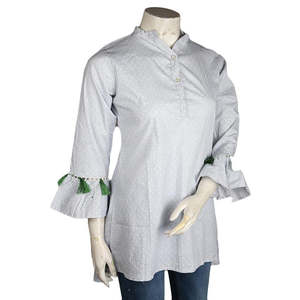 Women's Printed Top - Light Grey - Product Image 1