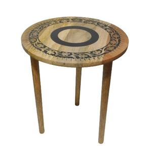 Table ronde en bois moderne de haute qualité avec fond à trois pieds Table ronde en bois fini noir et marron pour meubles de maison - Product Image 6