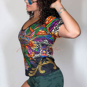 T-shirt à sublimation imprimé sur toute la surface T-shirt à manches courtes de style décontracté pour femmes T-shirt à sublimation conçu sur mesure - Product Image 5