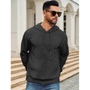 Sudadera con Capucha de Alta Calidad para Hombre, Estilo Hip Hop Urbano, Diseño Sólido, 100% Algodón Felpa, Ecológica, Talla XL Plus - Product Image 4