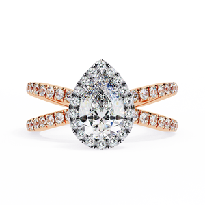 Bague de fiançailles en or avec diamant de 1 carat, taille poire, cultivé en laboratoire, certifié IGI, à tige fendue, durable, bijoux fins pour mariage - Product Image 2