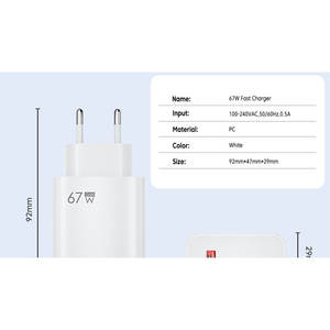 อะแดปเตอร์ชาร์จเร็ว USB 67W สำหรับ Xiaomi 14 13 12 11 10 Ultra Redmi Note 12T 13 Pro Turbo ตัวเรือนอะลูมิเนียมอัลลอยด์ พอร์ต Type-C หัวปลั๊กแบบ US รองรับอินพุต 0.5A - Product Image 2