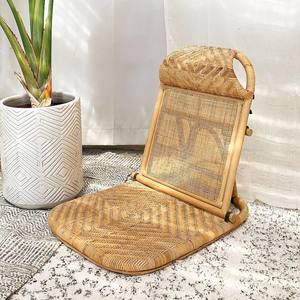 Silla de playa plegable de ratán para exteriores, sillas de piso para picnic, asientos bajos de mimbre tejido a mano - Product Image 1