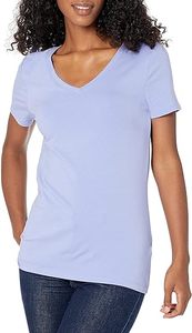 T-shirts d'été décontractés à col en V de couleur unie pour femmes, tricotés en gros - Product Image 5