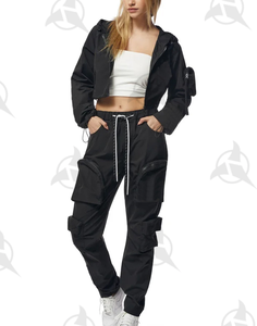 Conjunto de Pantalones Cargo y Chaqueta Cortavientos de Nylon con Cremallera Completa, Estilo Vintage con Logotipo Personalizado, para Mujer, Talla Grande, Ropa de Calle - Product Image 6