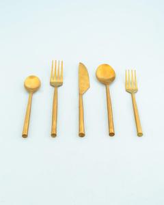 Ensemble de couverts en acier inoxydable plaqué or, martelé et poli, cuillères et fourchettes, couverts durables pour restaurant et mariage - Product Image 3