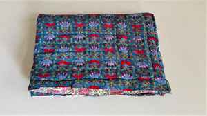 Hand Block Printed Cotton Quilt Floral Razai Reversible <b>Blanket</b> Bedding - Product Image 5