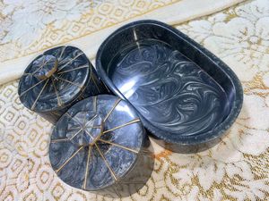 100% ชุดโถ2ใบพร้อมถาดเรซินสำหรับตกแต่งสีดำ - Product Image 6