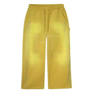 Design Your Own Logo Rhinestone <b>Trouser</b> Lightweight Casual Mid 100% Cotton Eco-Friendly Quick Dry Breathable <b>Drawstring</b> Men's - Product Image 3