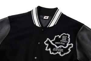 Chaqueta universitaria de chenilla de manga larga colorida personalizada para hombre, ropa de calle transpirable, chaqueta de béisbol universitaria, soporte para primavera - Product Image 3