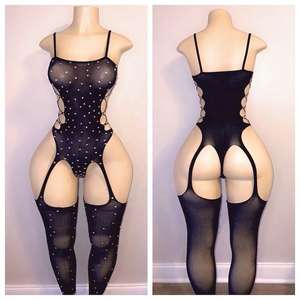 <b>Women</b> Dance Club <b>Suits</b> Mesh Long Sleeve Jumpsuits <b>Glitter</b> Party Bodysuits Stylish Nightclub Attire - Product Image 6