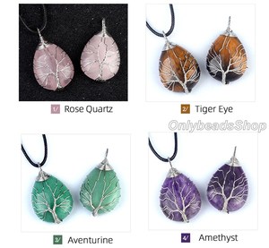 Vintage multicolore larme pendentif en argent Sterling fil Wrap pierre naturelle lunette réglage plaqué or bijoux de fiançailles - Product Image 3