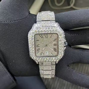 Titan Pulse <b>Men's</b> <b>Stainless</b> <b>Steel</b> Square 5mm Thick Designer Quartz Watch with Bold Moissanite Sparkle and Strong Wrist Identity - Product Image 4