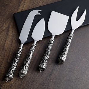 Antique Floral Embossed Handle Stainless Steel <b>Cheese</b> <b>Knives</b> <b>Set</b> in Affordable Rate For Kitchen Restaurant Hotel Usage - Product Image 4