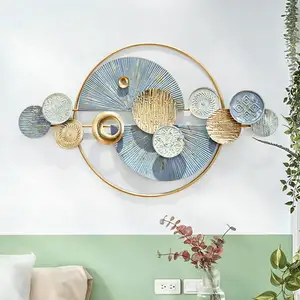 Klassische Luxus Metall Wand dekoration für Zuhause Hotel Restaurant Schlafzimmer Dekorationen Multi Color Circle Design Wand montage Hängende Kunst