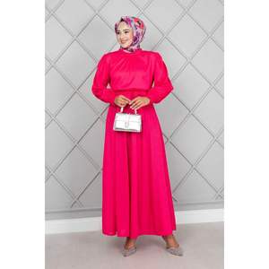 Vestido fucsia modesto con cintura elástica y hiyab para mayor comodidad y estilo - Product Image 5