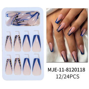 Venta directa 24 piezas Prensa en <span class=keywords><strong>uñas</strong></span> Triángulo Largo Estampado de leopardo Bailarina Nails Art Nails - Product Image 6