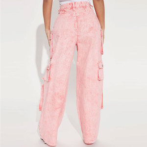 Pantalons cargo à jambe droite pour femmes, personnalisés avec logo, respirants, écologiques, style hip-hop, couleurs personnalisées, vente en gros - Product Image 3