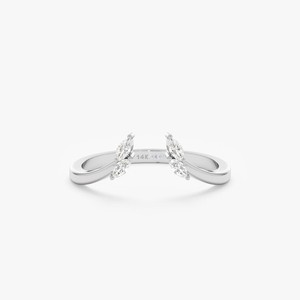 Alliance personnalisée en diamant naturel taillé marquise Bague empilable en or jaune 14K pour femme Bague ouverte ajustable - Product Image 3
