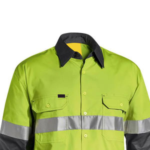 Premium High Visibility Light Grey Polyester Fluorescent <b>Safety</b> Work Shirts Full Sleeve 2X-Large <b>Reflective</b> <b>Clothing</b> - Product Image 4
