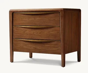Hot Sale Modern Design Walnut Color Nightstand High Quality Oak Hotel Villa Storage Cabinet Customized for Apartment