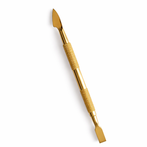 Pousse-cuticules professionnel en acier inoxydable réutilisable de haute qualité, double extrémité dorée, outil de nettoyage pour manucure et pédicure, OEM - Product Image 1