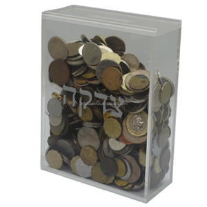 กล่องบริจาค judaica tzedakah ส่วนบุคคล: ธนาคารเก็บเหรียญอะคริลิคคลูไซท์ตามสั่งสำหรับการกุศล - Product Image 2