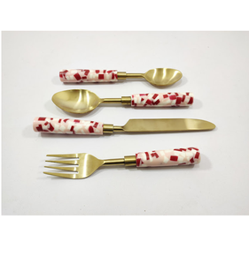 Ensemble de couverts en laiton 6 pièces-Fournitures de gros pour hôtels et mariages comprend cuillère fourchette couteau cuillère à couverts - Product Image 5