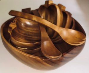 Deluxe Quality Teak Wood Dinnerware Set Customized <b>Shape</b> for Wedding Parties and Hotel Ware Supplies - Product Image 5