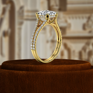 Anillo de Compromiso con Diamante Cultivado en Laboratorio de 1 Quilate, Corte Princesa, Doble Media Pavé, Certificado IGI, Oro Amarillo de 14 Quilates, Anillo de Bodas para Regalo de Aniversario - Product Image 6