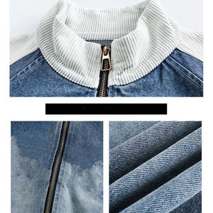 Chaqueta Vaquera Vintage para Hombre, Diseño de Parches con Logotipo Personalizado, Estilo Universitario Informal, Holgada, Cortavientos y Transpirable - Product Image 6