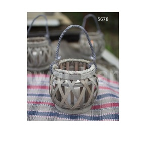 Unique Style Grey Willow Votive <b>Lantern</b> with Glass for Home Hotel Wedding Party Decoration Item - Product Image 1