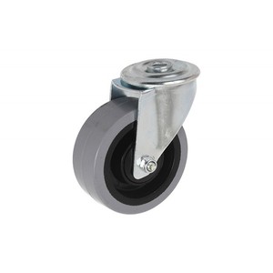 Rueda giratoria, Diámetro: 80 en agujero-Goma gris (Capacidad 120 kg - Product Image 1