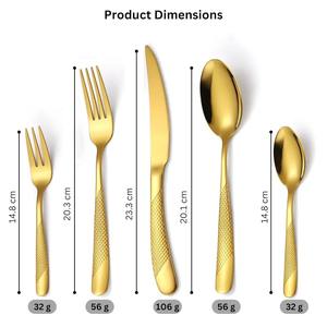 Juego de Cubiertos de Diseño Martillado Sólido con Acabado Dorado, Cubiertos de Primera Calidad para Cenas de Lujo, Bodas, Hoteles y Uso Doméstico - Product Image 6