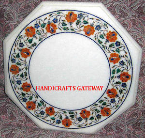 Mesa con incrustaciones de diseño de flores de forma octogonal con acabado fino para el hogar y el Hotel, mesas decorativas de mármol blanco hechas a mano - Product Image 1